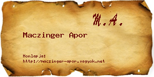 Maczinger Apor névjegykártya